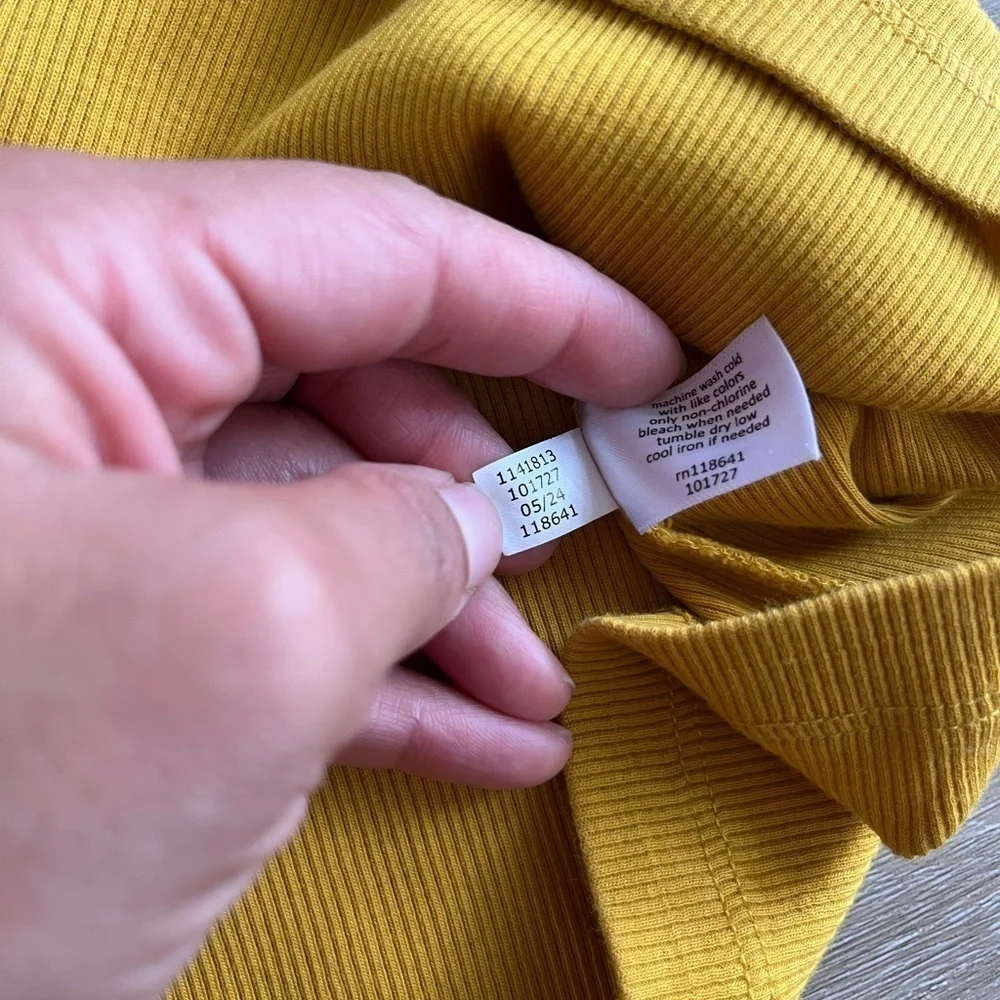Lane Bryant Women's Size 26/28 Patch Work Long Sleeve Mustard Yellow cotton Top
